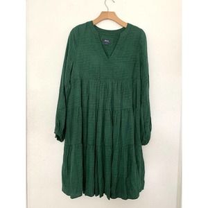 Maeve Emerald Amber Tiered Tunic Popover Mini Dress - Size XS